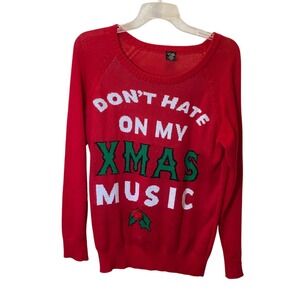Cold Crush Red Christmas Holiday Sweater Funny‎ Xmas Music - Medium